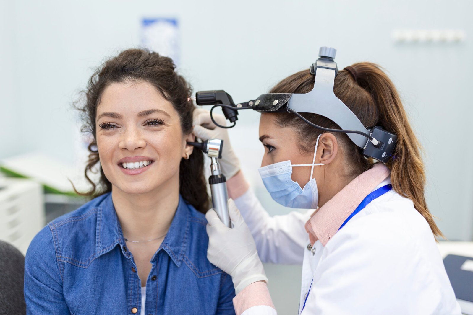 Hearing Exam Otolaryngologist Doctor Checking Woman S Ear Using Otoscope Auriscope Medical Clinic Scaled